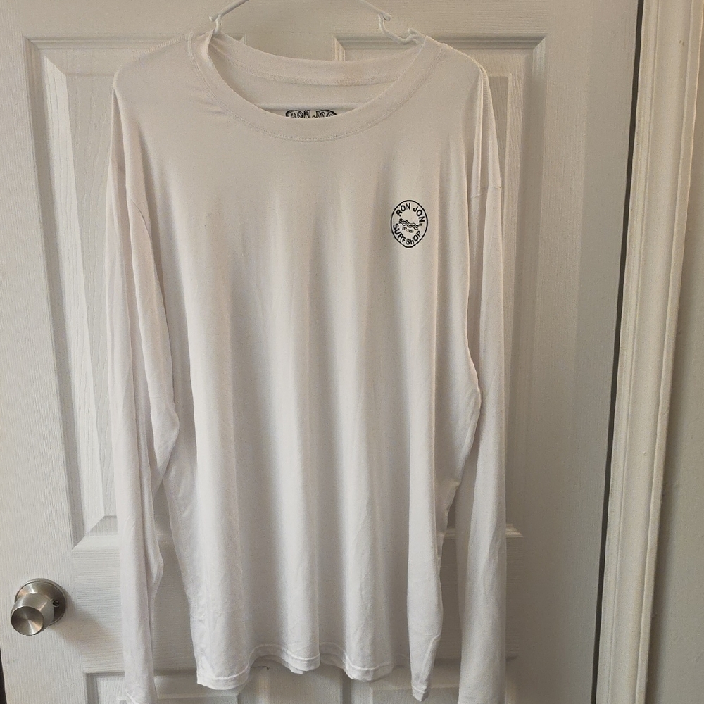Ron Jon White Long Sleeve Tee with Small Chest Graphic